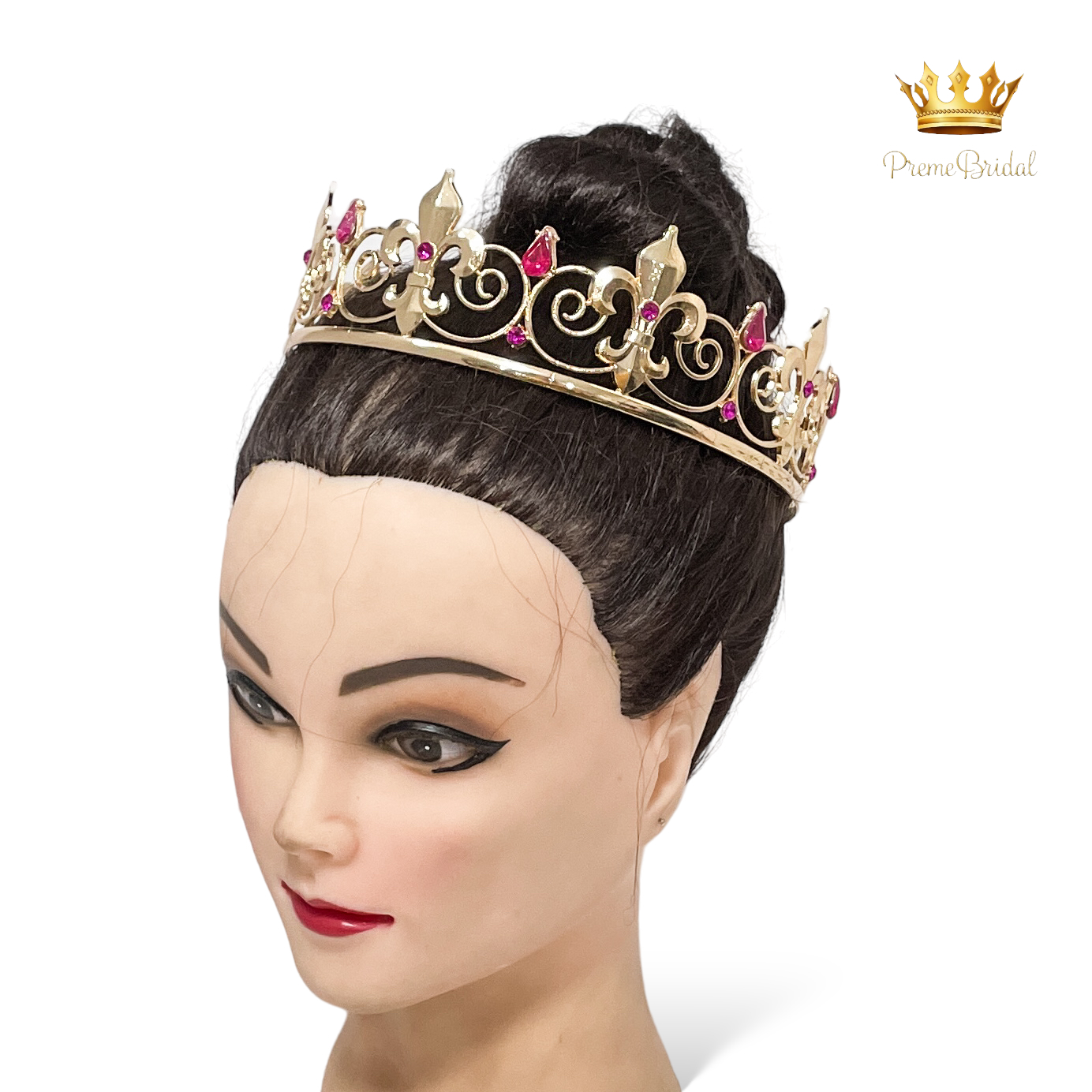 (พร้อมส่ง) มงกุฏผู้ชาย 026 สีทอง-ชมพูบานเย็น มงกุฎผู้ชาย มงกุฎเจ้าชาย งานสวย ปราณีต QCเพชรทุกเม็ด