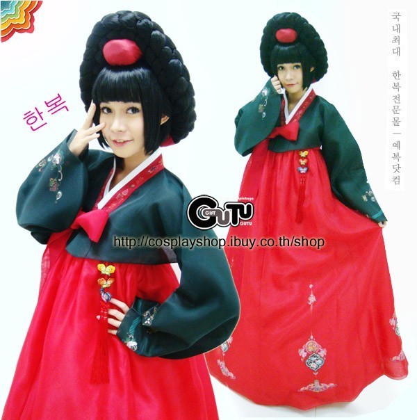 ชุดฮันบก เสื้อสีเขียว/กระโปงสีแดง03