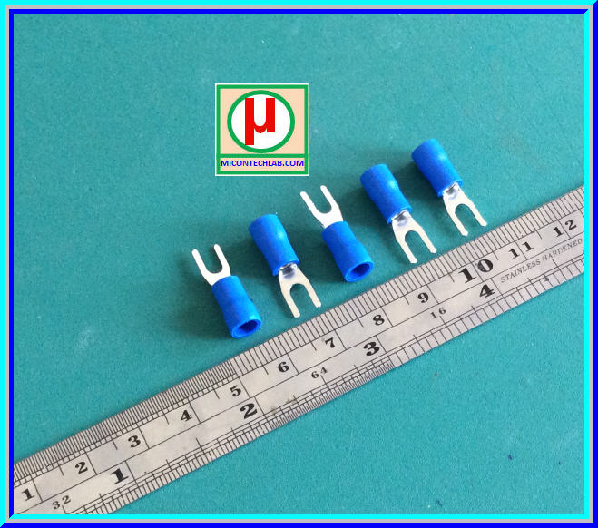 5x หางปลาแฉกหุ้ม สีน้ำเงิน (Spade Crimp Terminal)