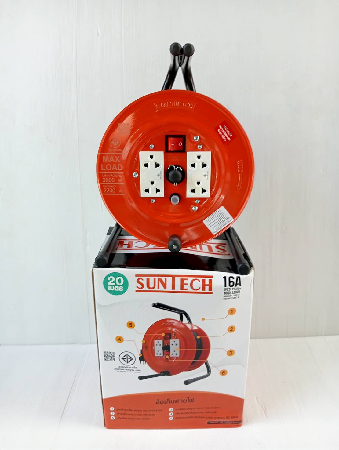 ล้อเก็บสายไฟ20เมตร 1.5sq.mm. SUNTECH SA1520