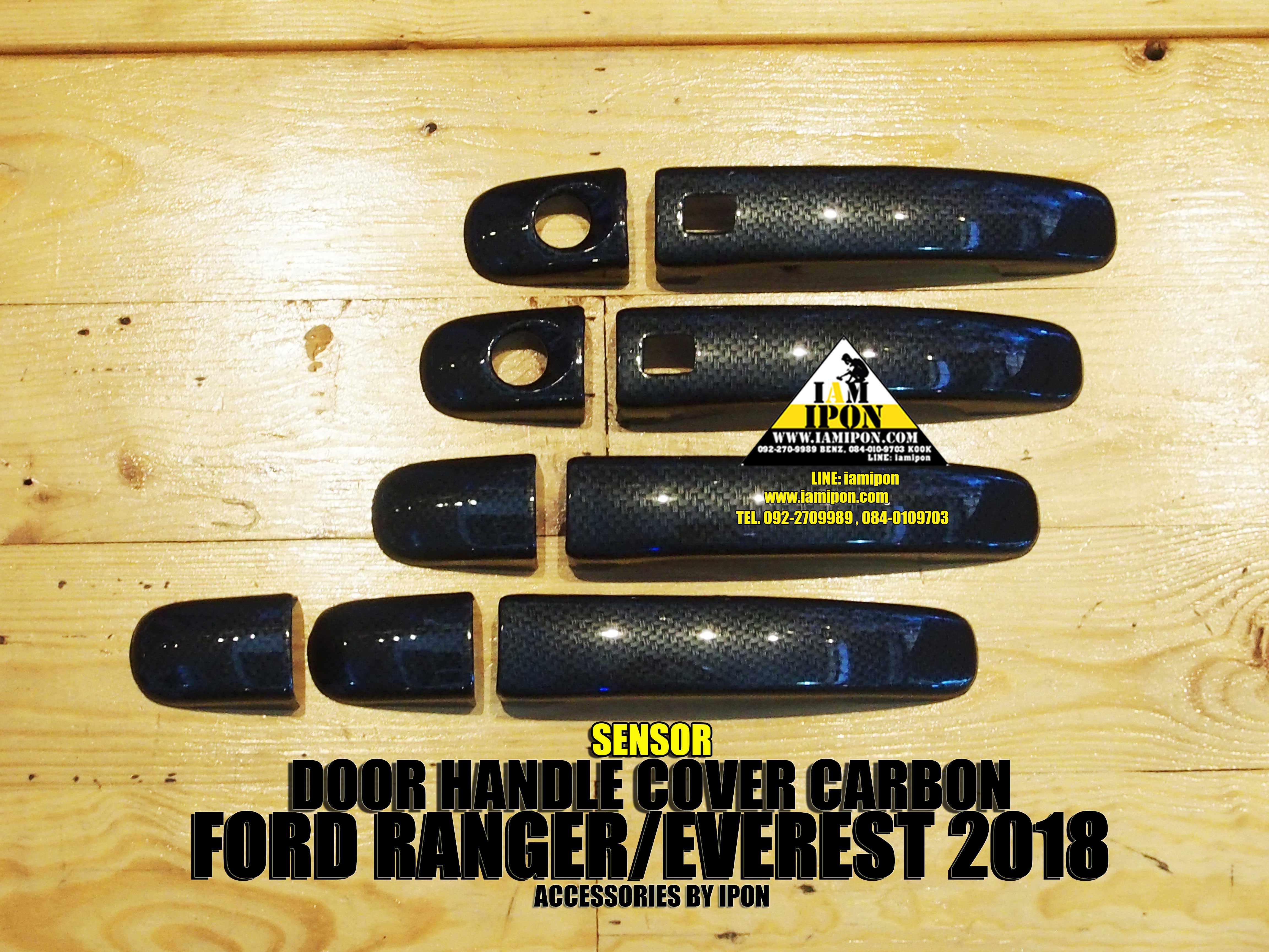 DOOR HANDLE FORD EVEREST CARBON ครอบมือจับคาร์บอนฟอร์ดเอเวอร์เรสต์ 2018 ( เว้าเซ็นเซอร์ )