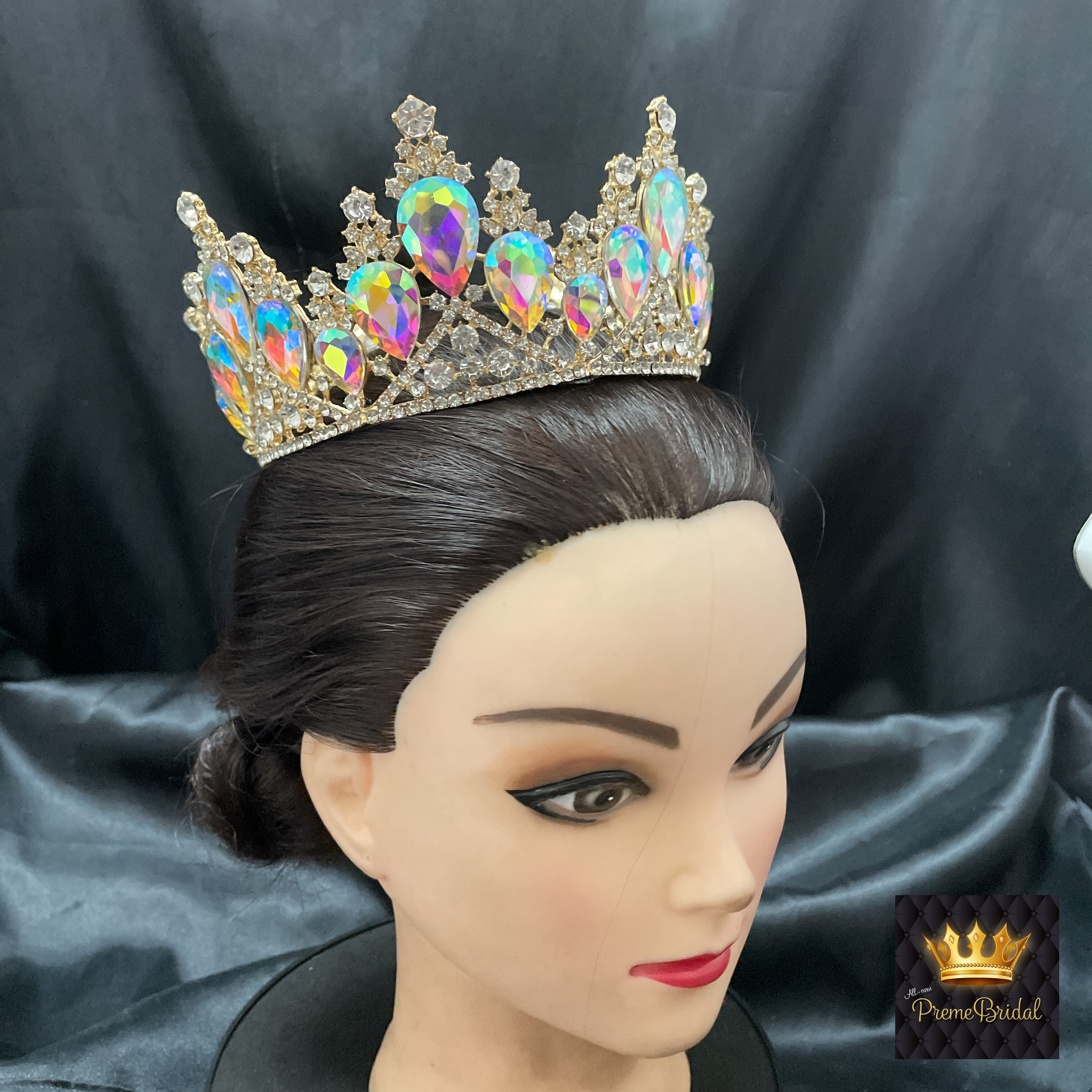 (พร้อมส่ง) มงกุฏ 049 สีรุ้ง-ทอง มงกุฎนางงาม มงกุฎประกวด งานดี เกรดพรีเมี่ยม จัดส่งจากไทย ไม่ต้องรอนาน