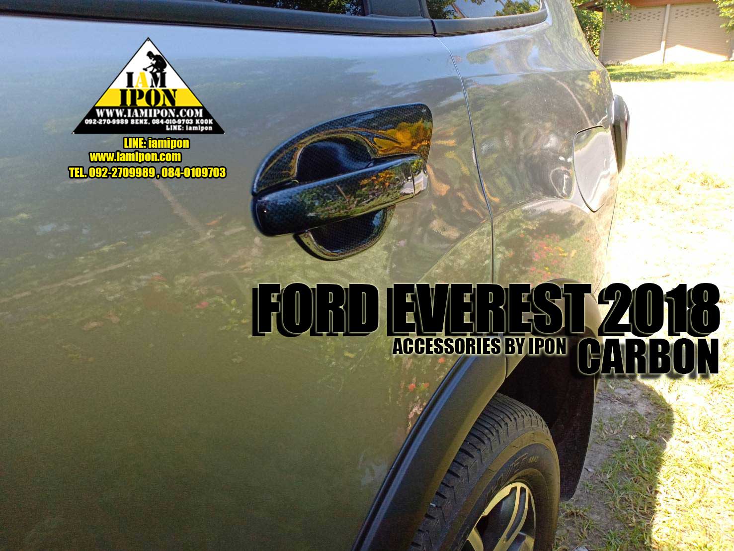 DOOR HANDLE FORD EVEREST CARBON ครอบมือจับคาร์บอนฟอร์ดเอเวอร์เรสต์ 2018 ( เว้าเซ็นเซอร์ )