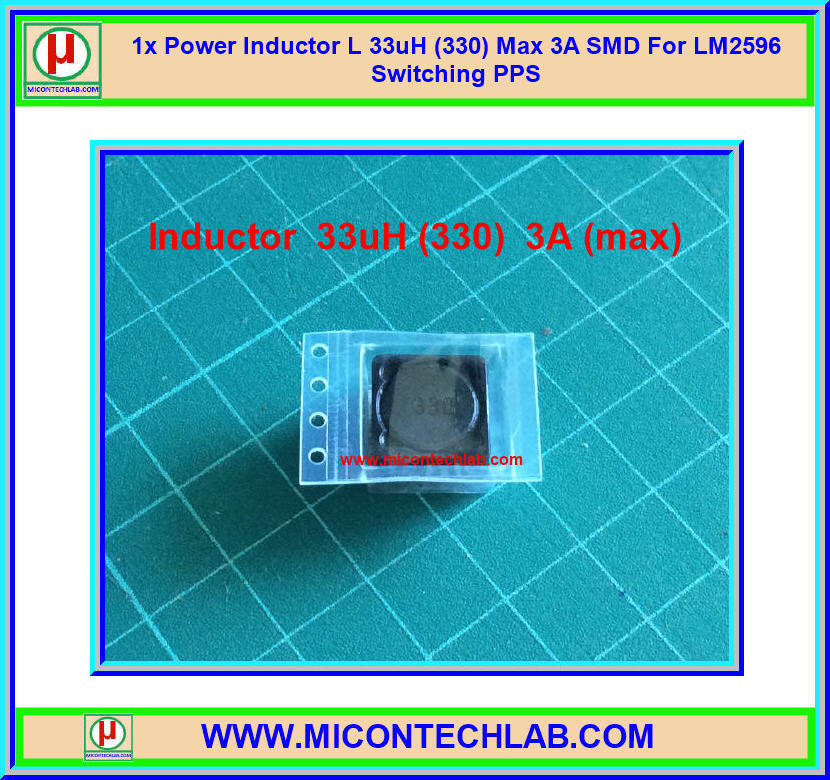 1x Power Inductor L 33uH (330) Max 3A SMD For LM2596 Switching PPS
