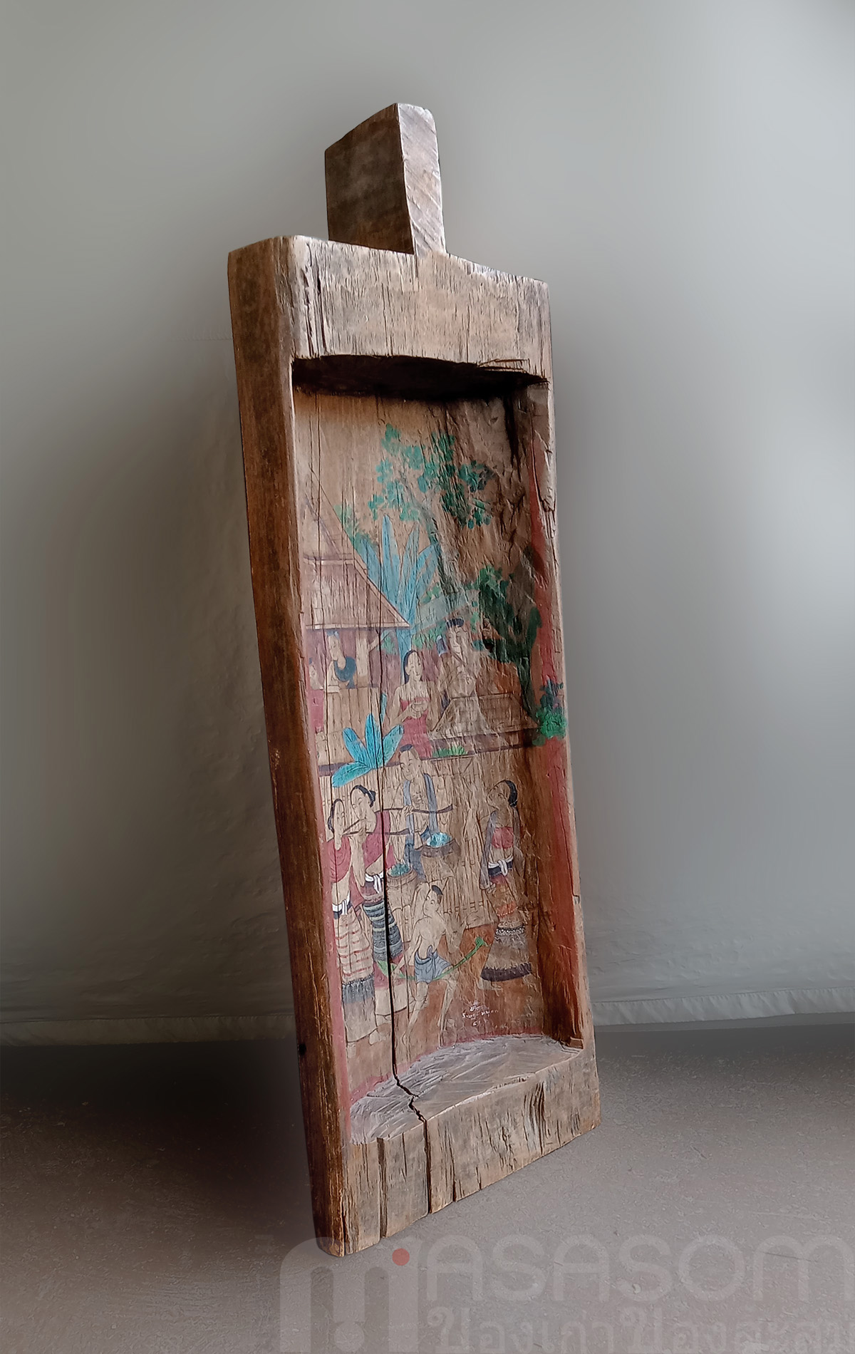 ถาดไม้สักเพ้นท์ลาย