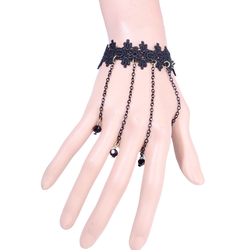 สร้อยข้อมือ Gothic Lolita ลูกไม้สีดำ