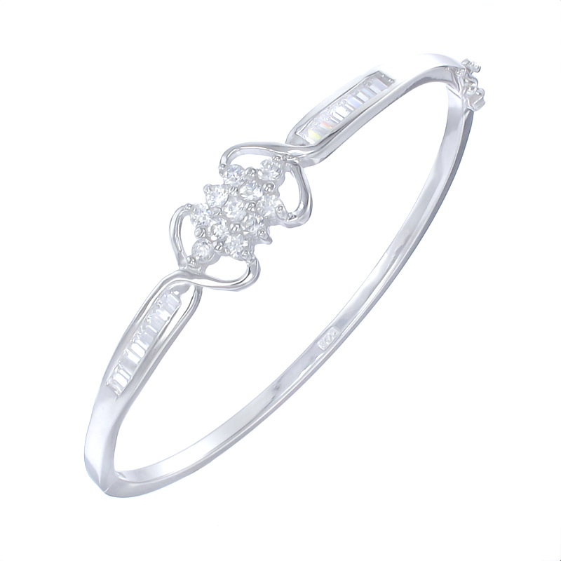 กำไลเงินแท้925ประดับเพรชแท้สวิส เกรดดี น้ำใส