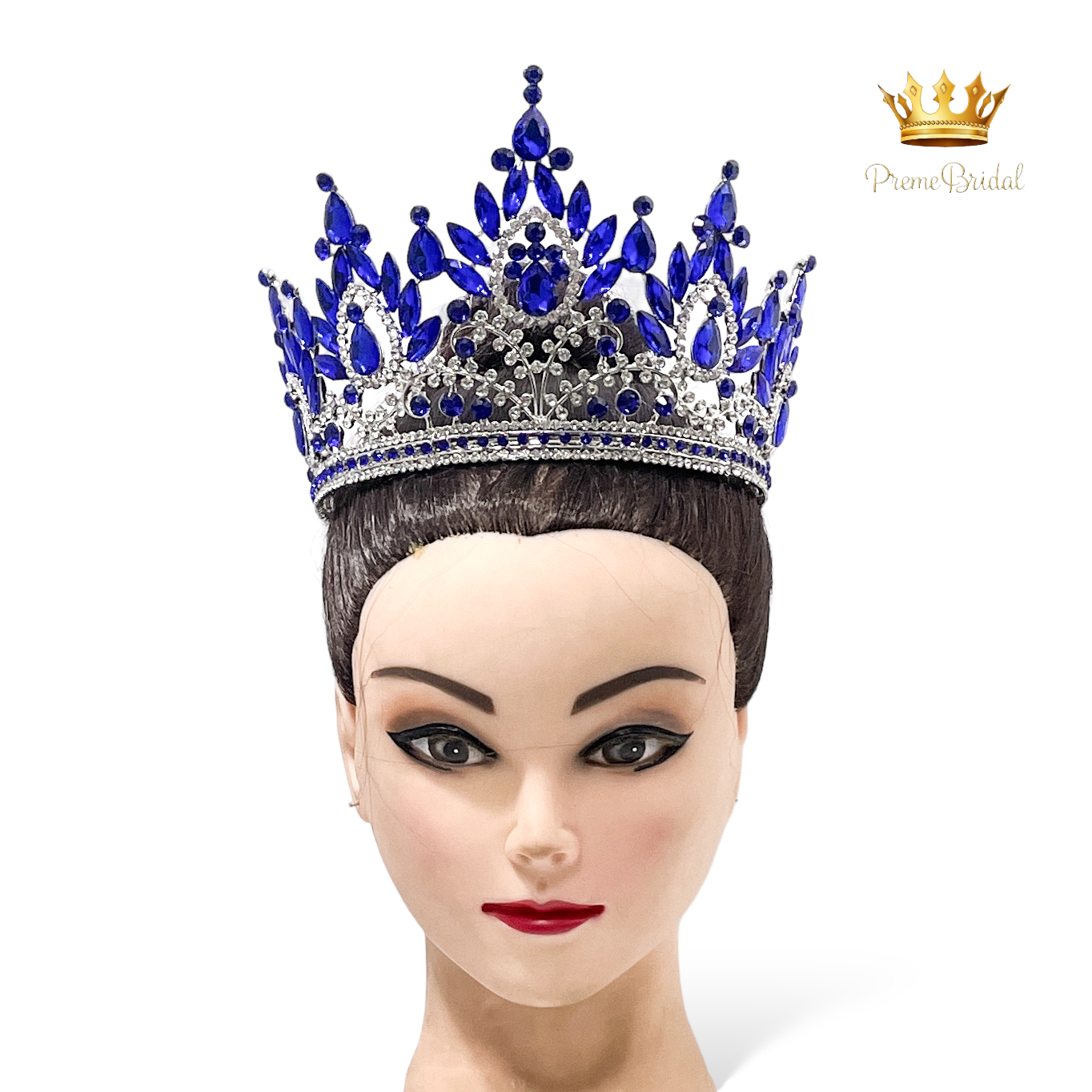 (พร้อมส่งจากไทย) มงกุฏ 120 สีน้ำเงิน งานสวย งานนางงาม รุ่นฐานกลม ปรับขนาดได้ ส่งด่วน ส่งจาก จ.อุบลราชธานี