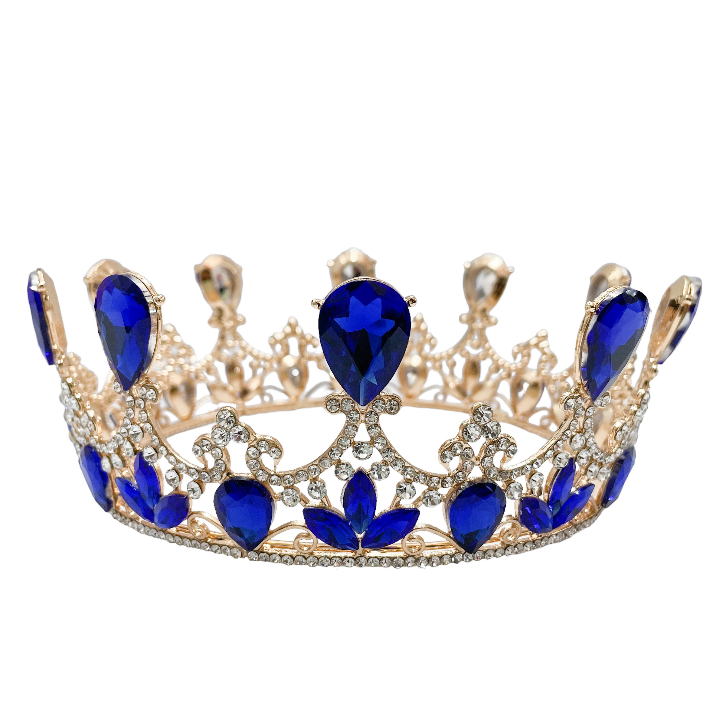 (พร้อมส่ง) มงกุฎ 026 สีน้ำเงิน มงกุฎนางงาม มงกุฎเจ้าหญิง งานสวย ปราณีต QCเพชรทุกเม็ด สินค้าพร้อมส่งจากไทย