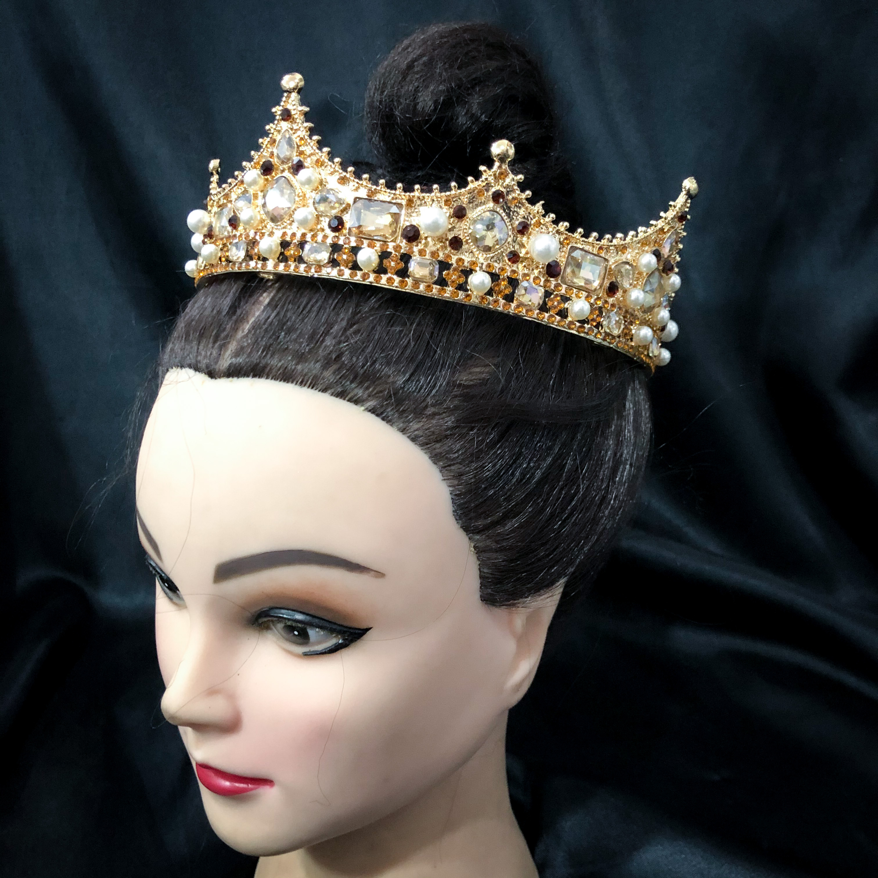 (พร้อมส่ง) มงกุฎ 035 สีทองเพชรขาว-เชมเปญ