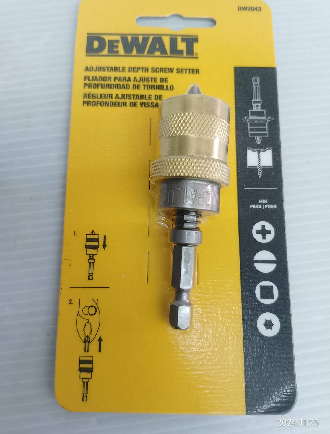 ดอกไขควงปรับตั้งความลึกได้ แกน1/4 DW2043 DEWALT