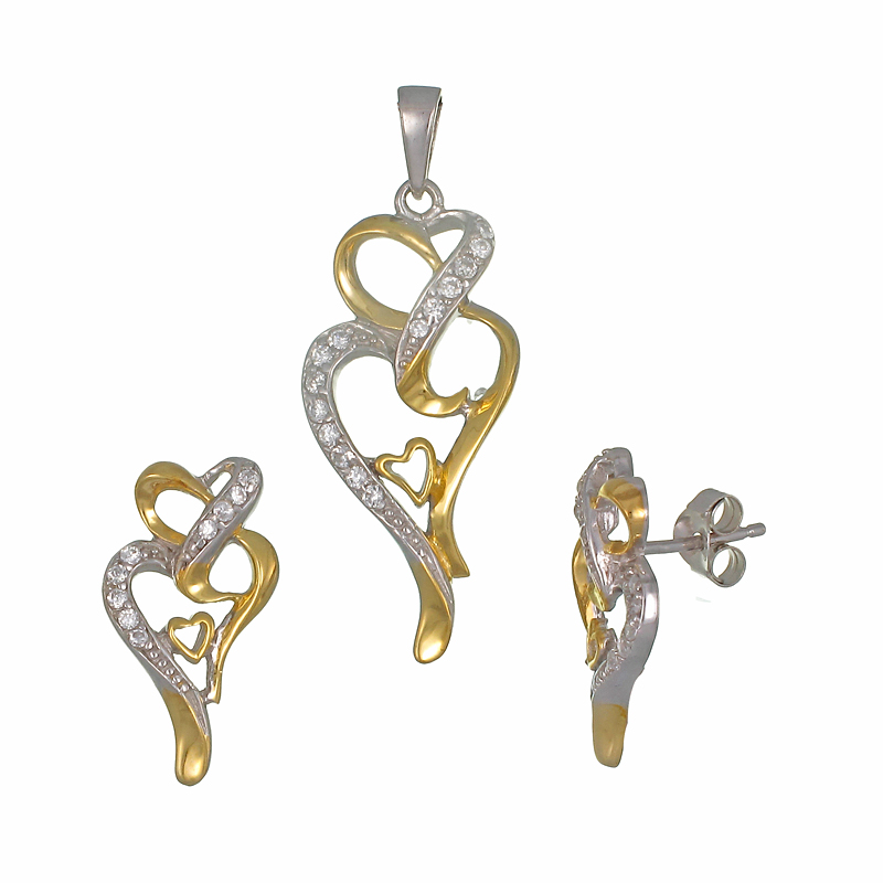 ต่างหูพร้อมจี้ ( ชุบทอง ) = Earring with Pendant ( Gold )