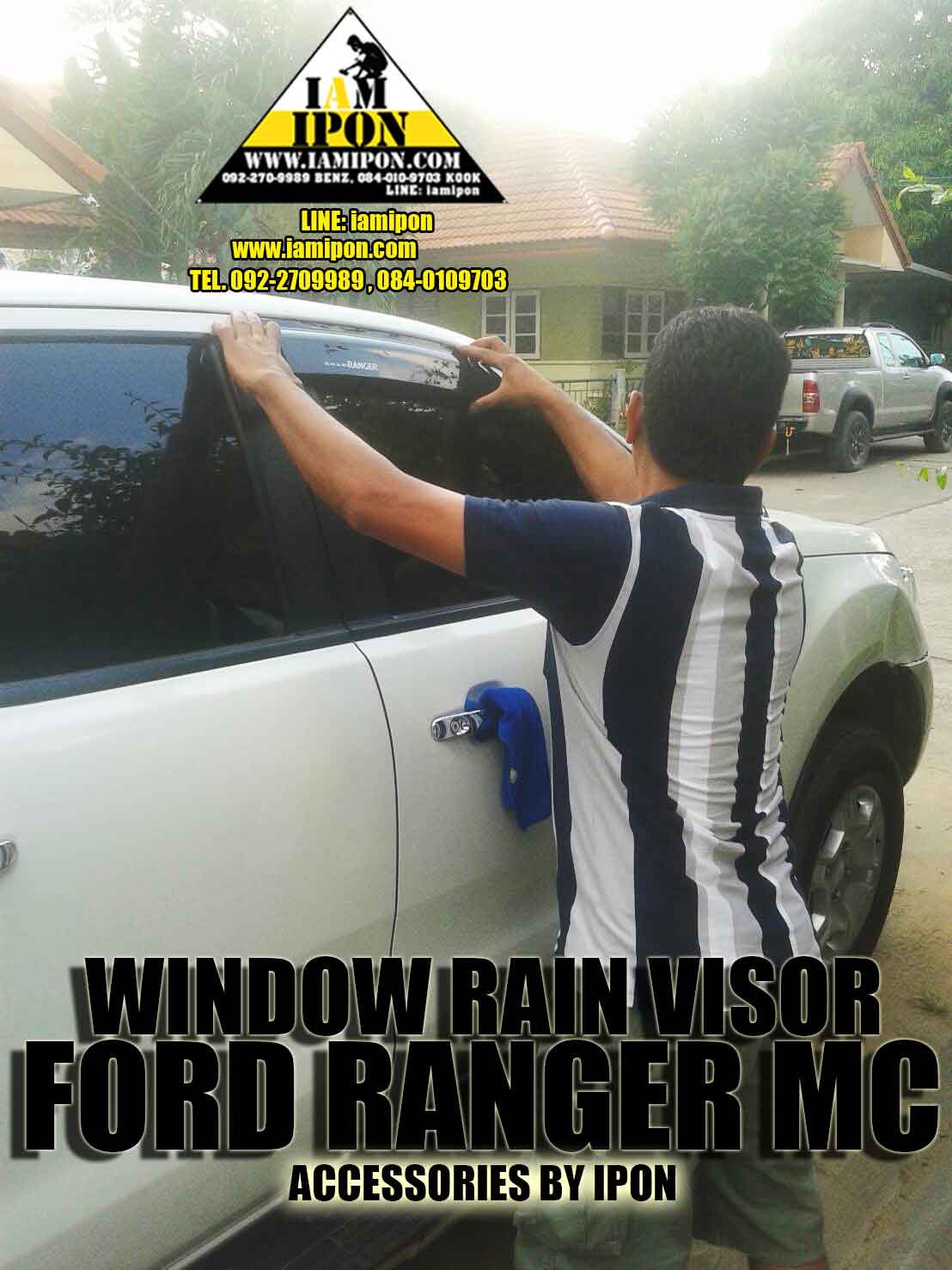 WINDOW RAIN VISOR FORD RANGER T6-MC BLACK กันสาดดำฟอร์ดเรนเจอร์ T6-MC