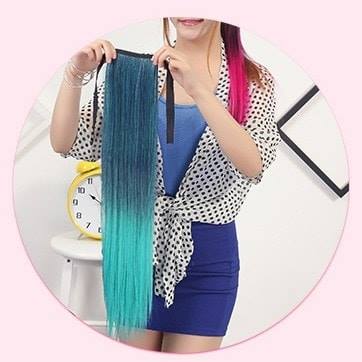 NEW137 แฮร์พีช หางม้าแบบผูก ผมตรง ไล่เฉดสีสุดพลัง สีสันสุดแสบ