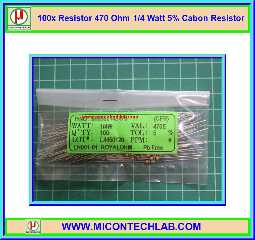 100x Resistor 470 Ohm 1/4 Watt 5% Cabon Resistor