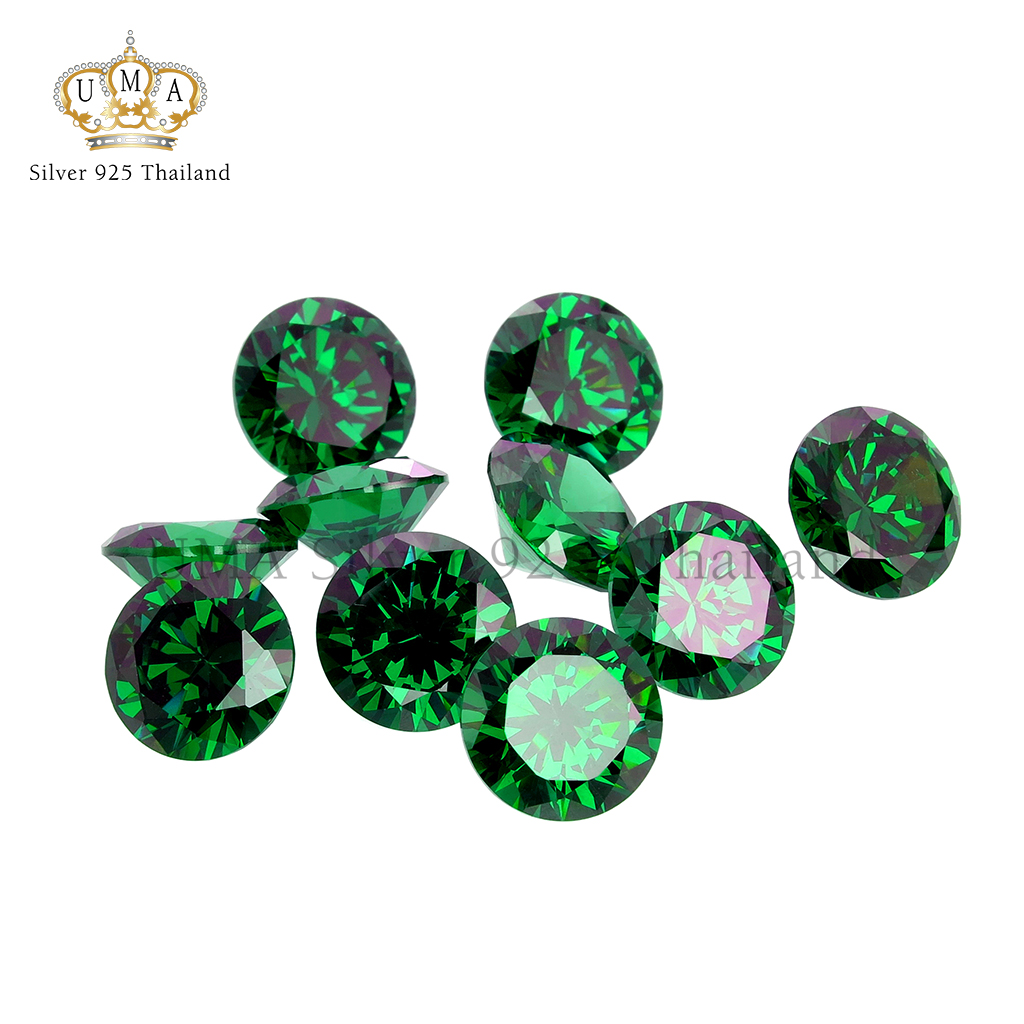 เพชรCZ 6A ทรงกลม สีเขียวมรกตเข้ม (Green Dark ROUND CZ) - Size 1.00mm - 1แพ็ค - 1000เม็ด