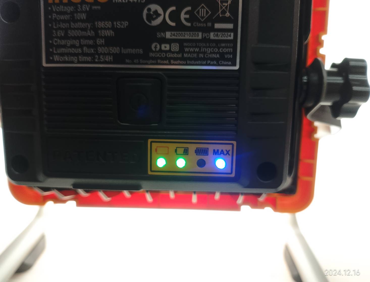 INGCO ไฟฉายตั้งโต๊ะ3.7V HRLF4415 พร้อมแบตเตอรี่ 5.0Ah