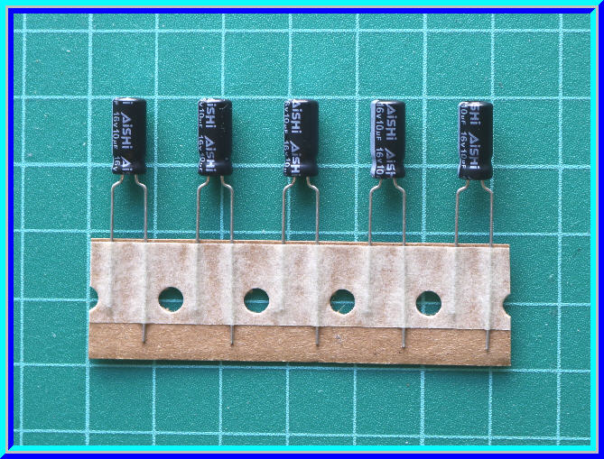 5x คาปาซิเตอร์อิเล็กทรอไลท์ 10uF 16V ยี่ห้อ AISHI