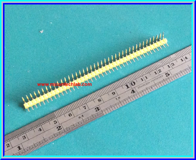 1x Angle Male Pin Header 1x40 Yellow Color Pitch 2.54mm (ก้างปลาแบบมุมเอียง)