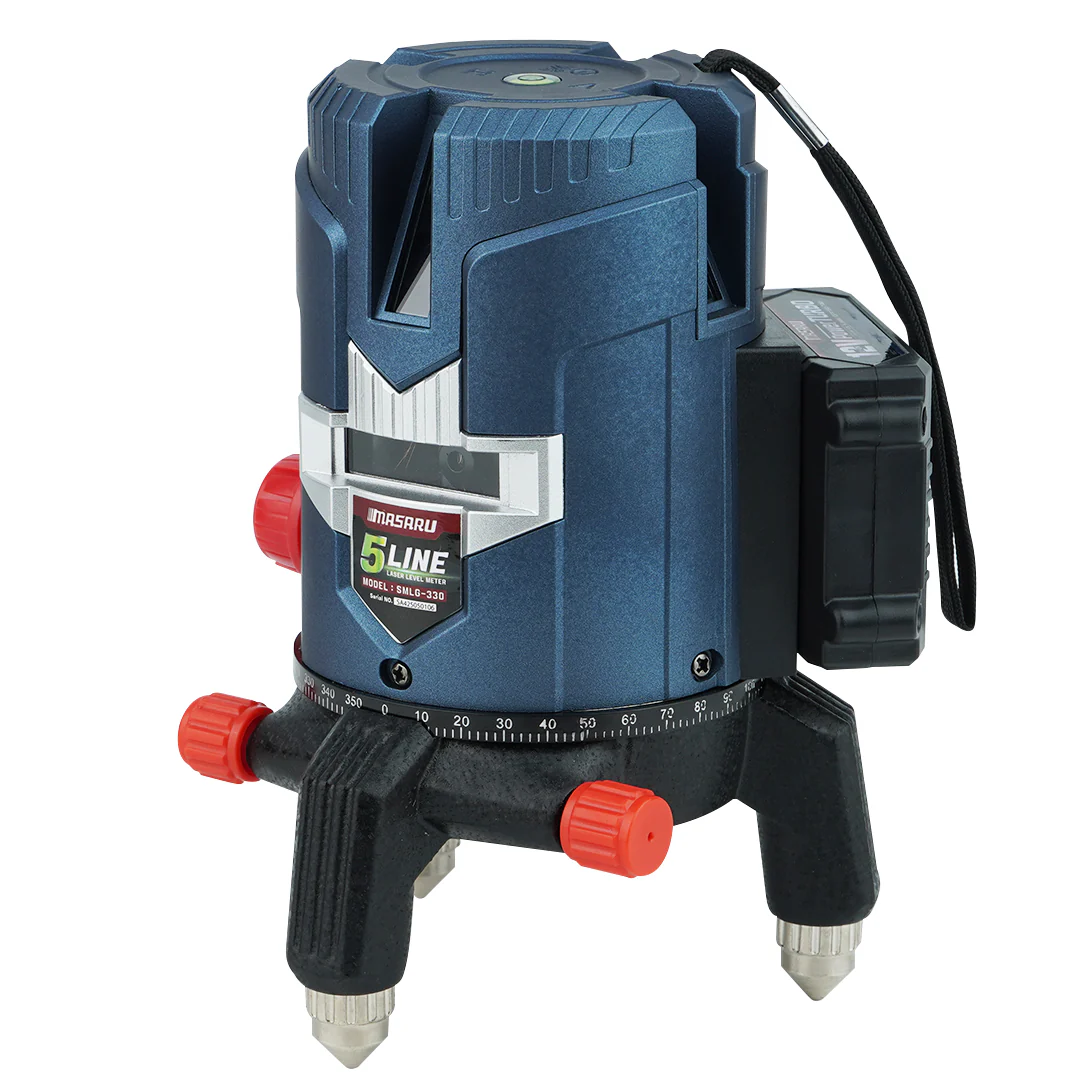 MASARU SMLG-330 เครื่องวัดระดับเลเซอร์แบบแสงสีเขียว 5 เส้น 3.7V (ไม่รวมขาตั้ง)