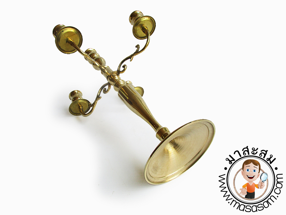 เชิงเทียนทองเหลือง5ช่อ 14 นิ้ว