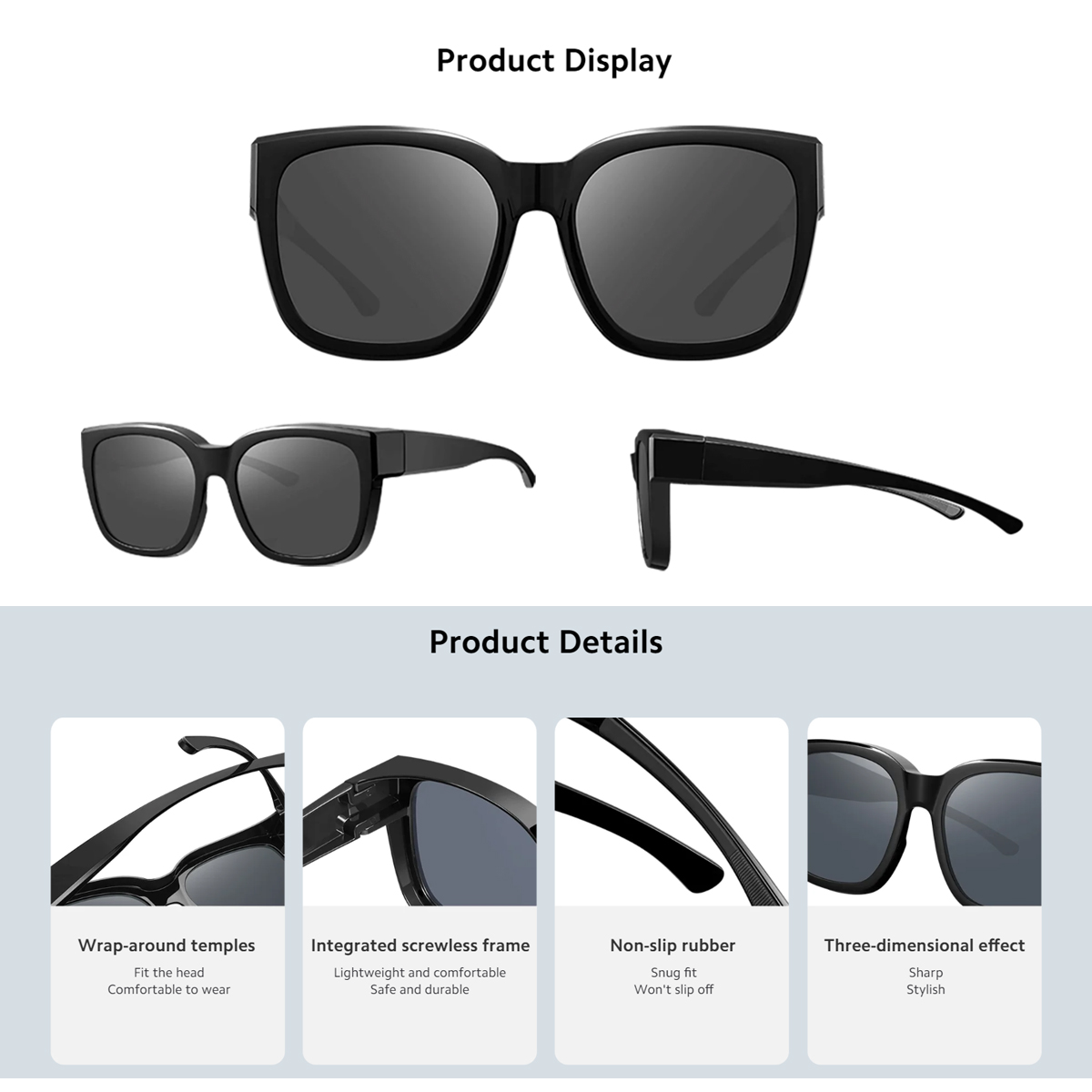 Xiaomi Fitover Sunglasses เสียวหมี่ แว่นกันแดด รุ่น ฟิตโอเวอร์ แว่นกันแดดสำหรับสวมทับแว่นสายตา สำหรับผู้ที่มีสายตาสั้น