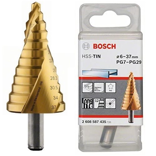 ดอกสเต็ป HSS Titanium 12 step 6-37mm. (Gold) BOSCH