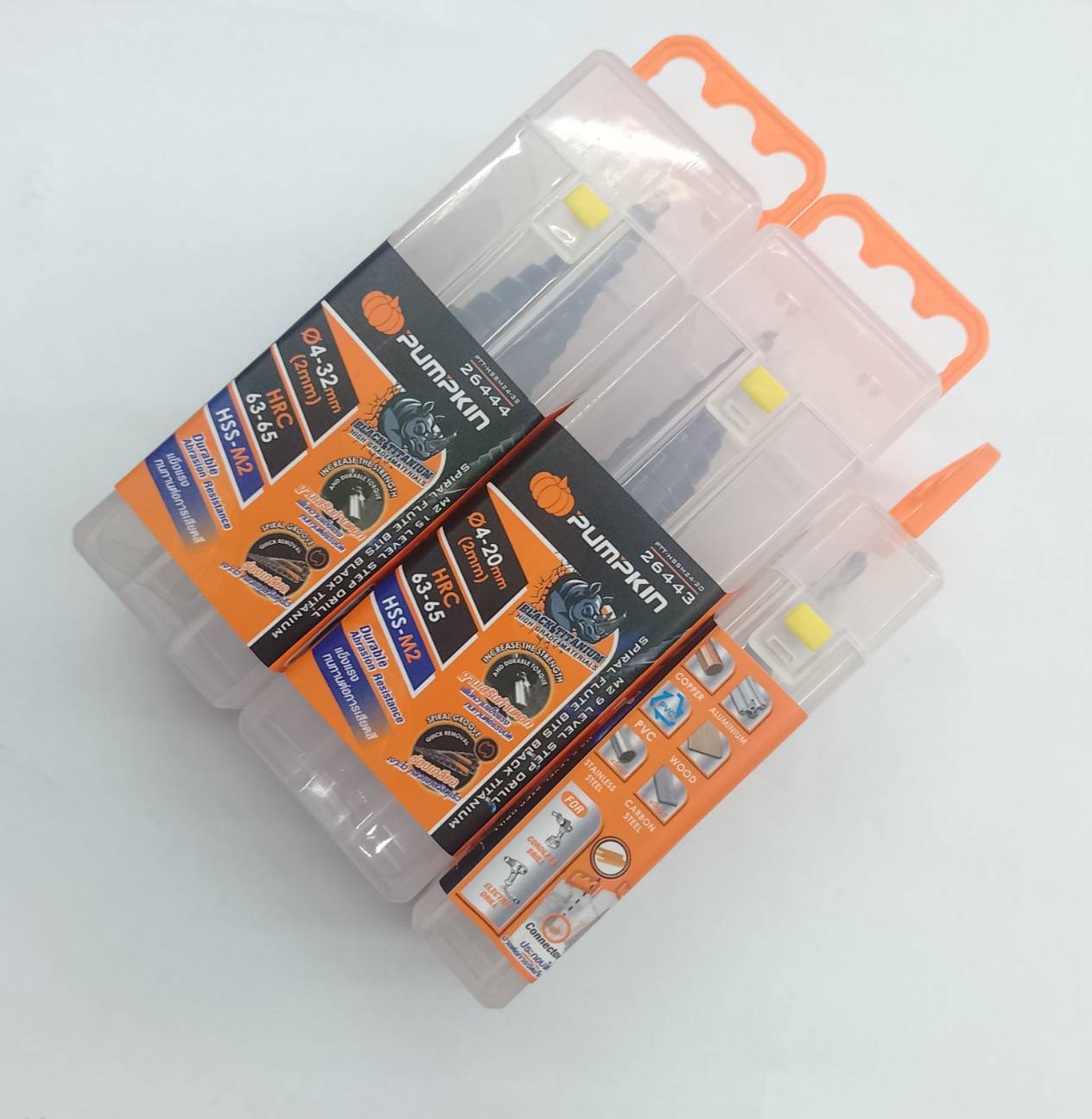 ดอกสเต็ปHSS-M2 3ดอก 4-12/20/32mm. PTT-HSSM2432S PUMPKIN