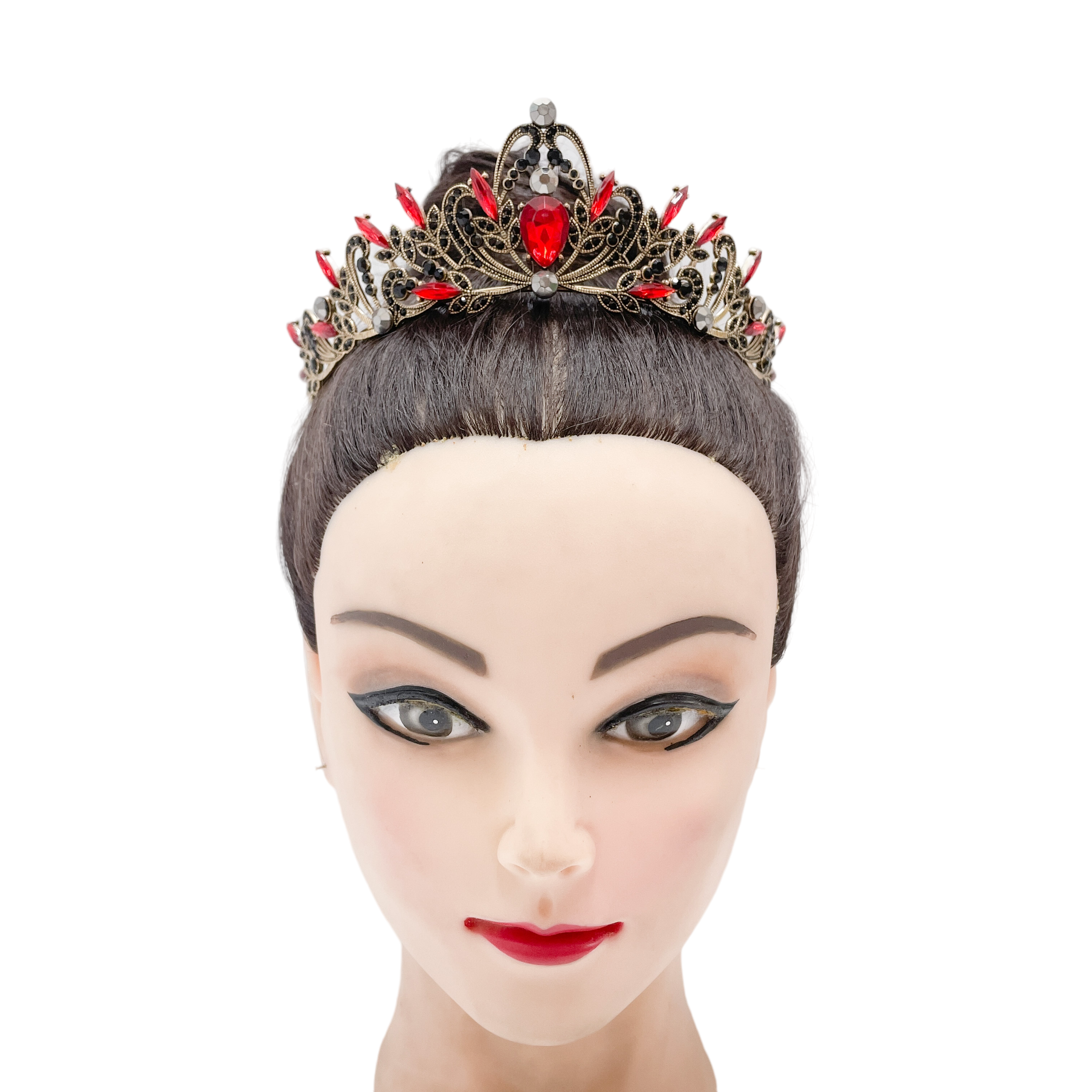 (พร้อมส่ง) มงกุฎสีดำ 310 สีดำ-แดง งานสวย ปราณีต QCเพชรทุกเม็ด สินค้าพร้อมส่งจากไทย