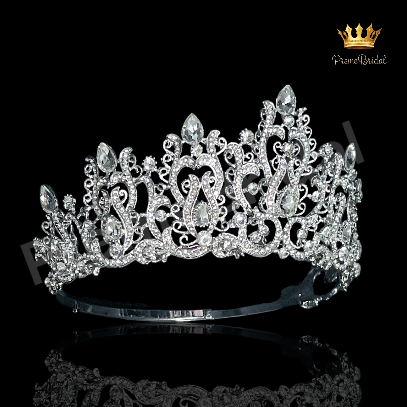 (พร้อมส่งจากไทย) มงกุฏ 114 สีเงิน มงกุฎนางงาม มงกุฎเพชร สวยงามอลังการ ฐานมงวงกลมปรับได้