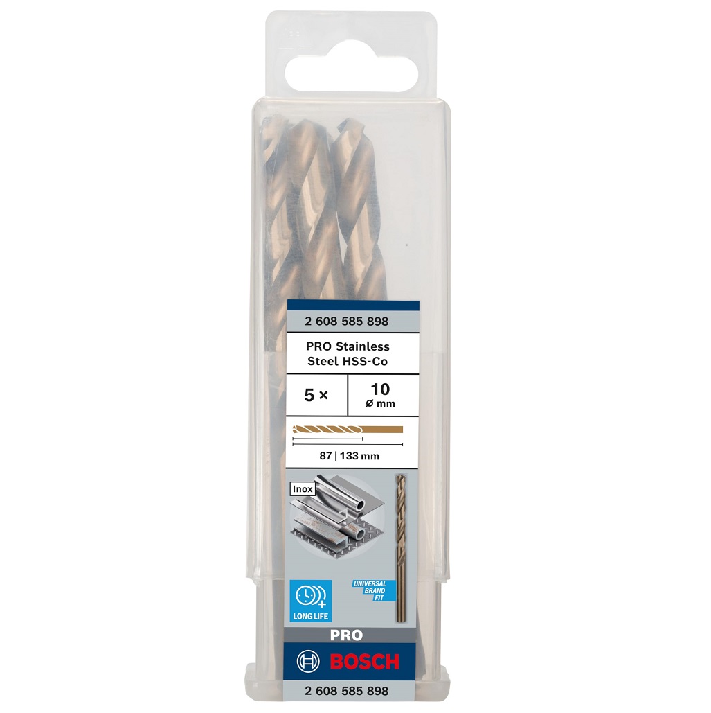 ดอกเจาะสแตนเลส HSS-CO 10mm. BOSCH (5ดอก/แพค) 2608585898