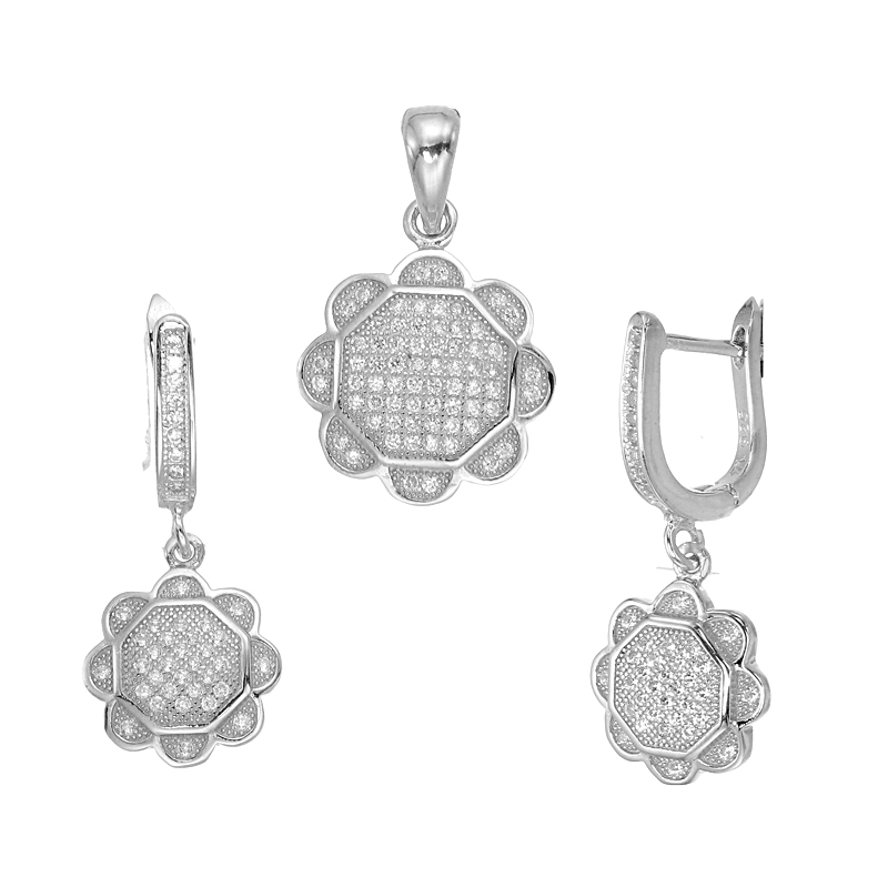 ต่างหูพร้อมจี้ ( เงิน ) = Earring with Pendant ( Silver )