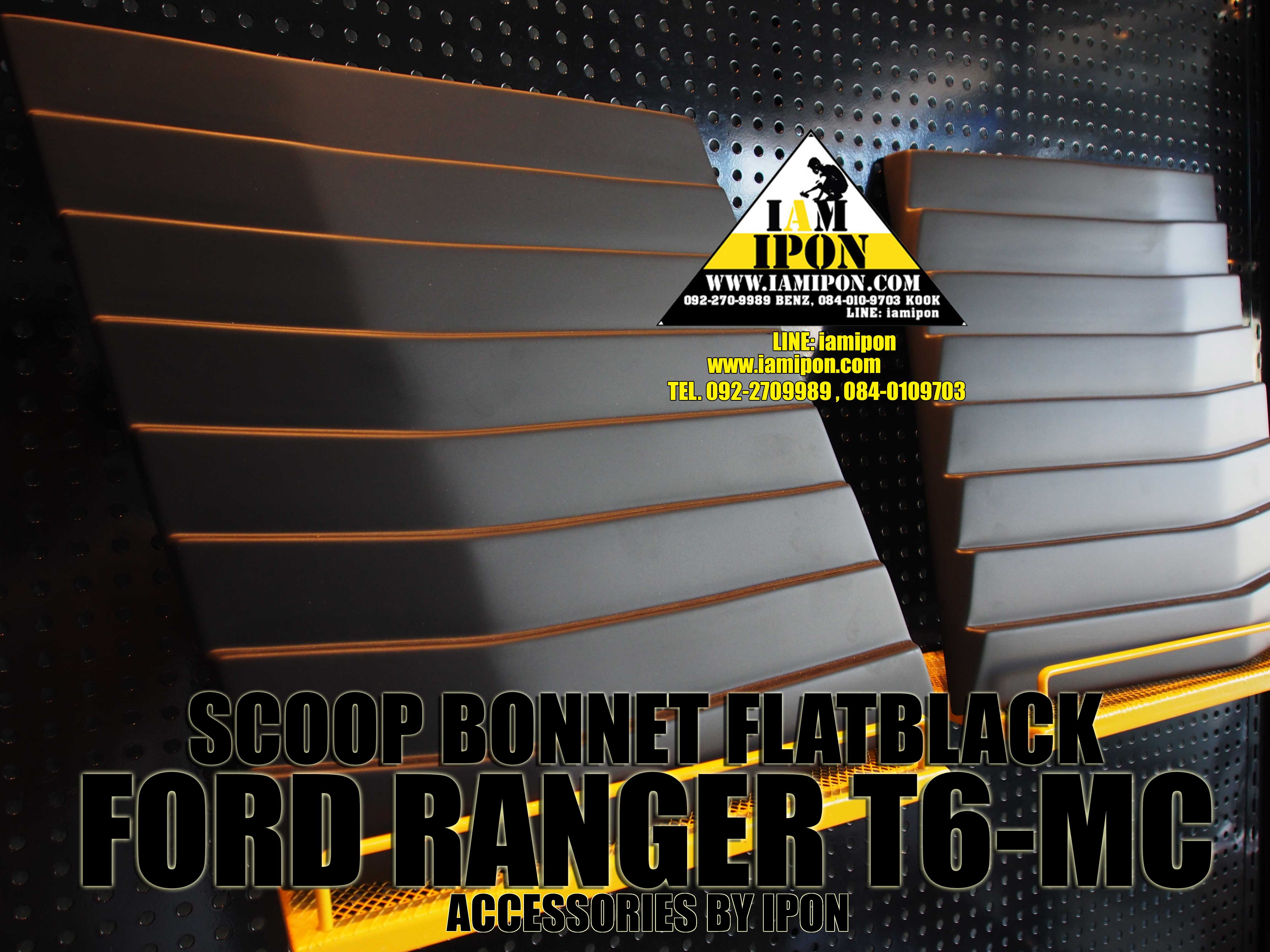 SCOOP BONNET FLATBLACK FORD RANGER T6-MC WITH 3M สกู๊ปหลอกฝากระโปรงหน้าดำด้านฟอร์ดเรนเจอร์ T6-MC