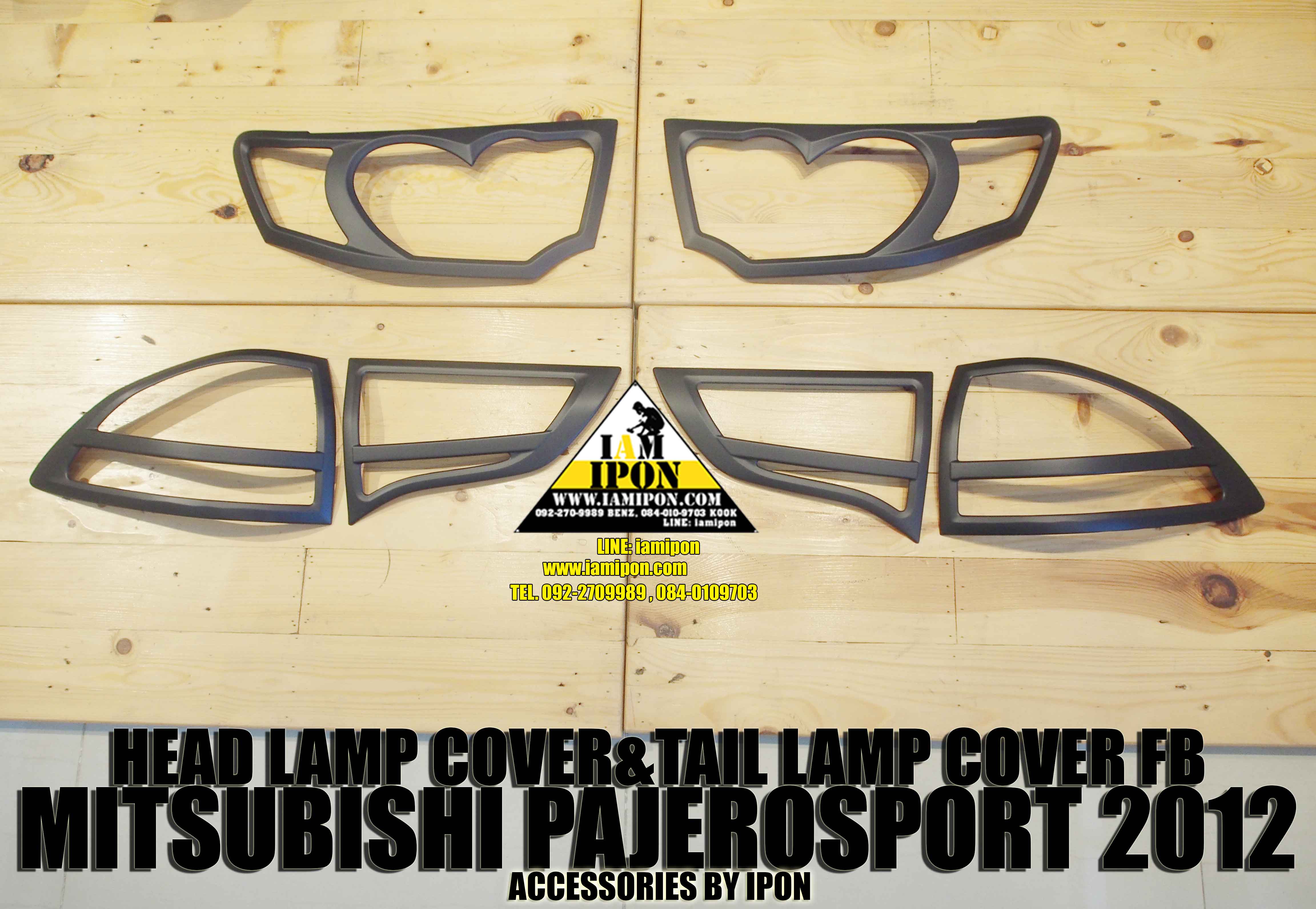 HEAD LAMP COVER PAJERO SPORT 2012 FLATBLACK ครอบไฟหน้าดำด้าน ปาเจโร่สปอร์ต 2012