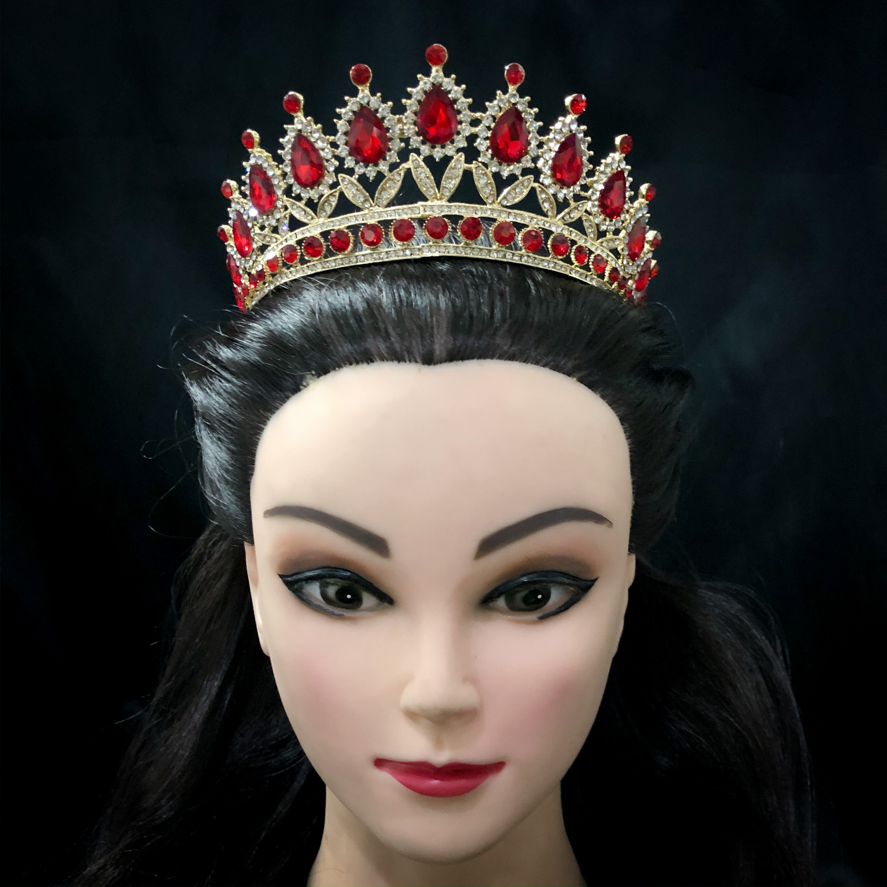 (พร้อมส่ง) เทียร่า 254 สีแดง มงกุฎนางงาม มงกุฎเจ้าหญิง งานสวย ปราณีต สินค้าพร้อมส่งจากไทย