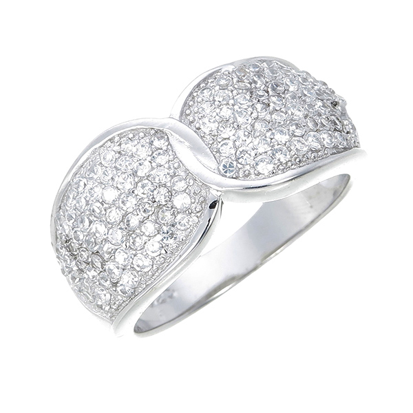 แหวนทองคำขาว ประดับเพชร CZ แหวนทรงไขว้กันหน้าแหวนใหญ่ ฝังเพชรแวววาวและดูหรูหรา สวยระยิบระยับ เหมาะกับทุกไลฟ์สไตล์ของสาวๆทุกช่วงวัย