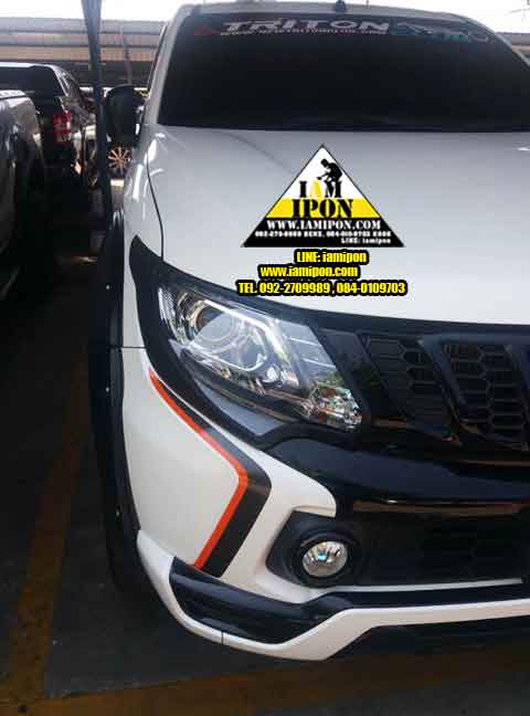 HEADLAMP COVER MITSUBISHI TRITON 2015 FLATBLACK ครอบไฟหน้าดำด้านมิสซูบิชิไตตัน 2015