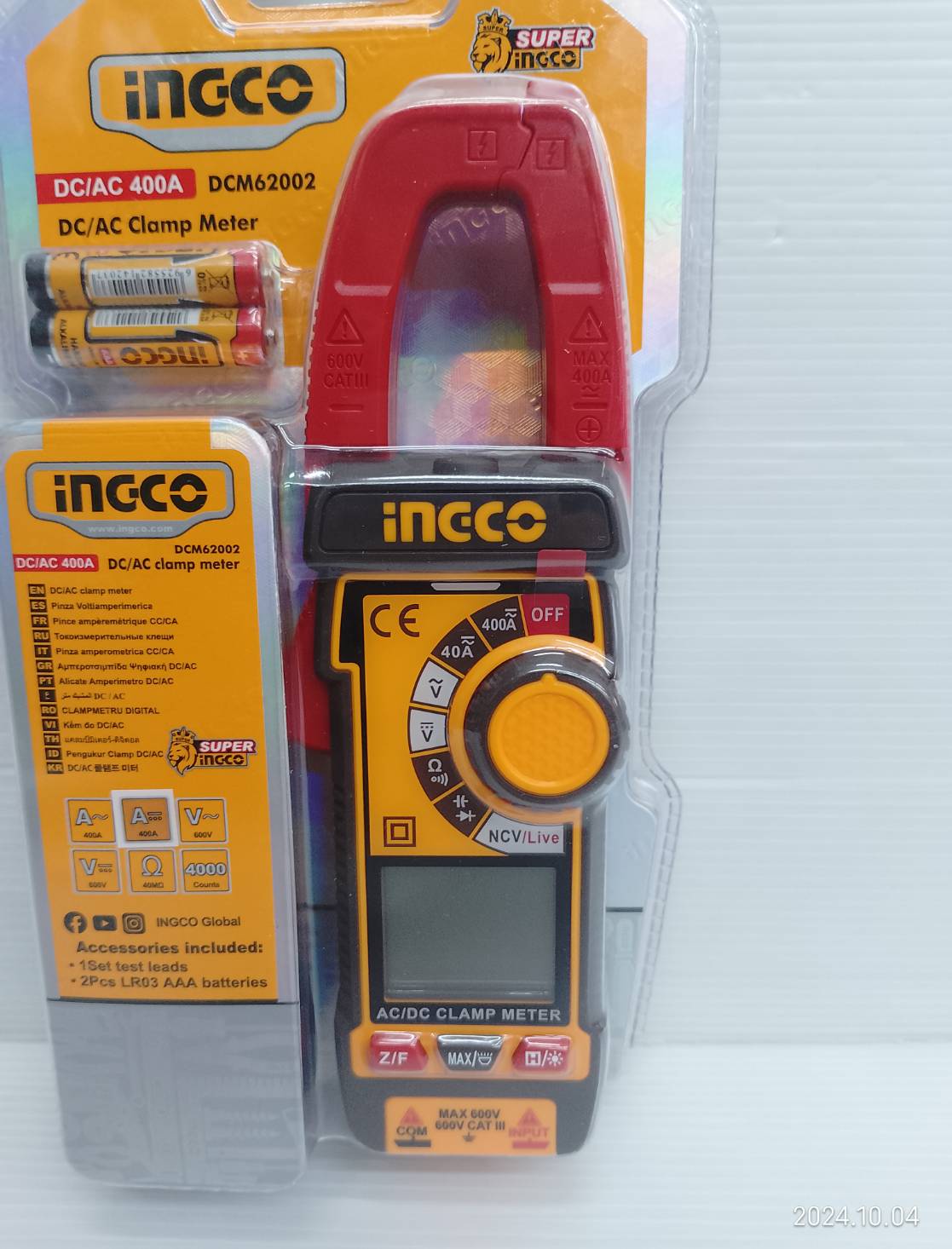 INGCO ดิจิตอลแคลมป์มิเตอร์ DC/AC 400A รุ่น DCM62002