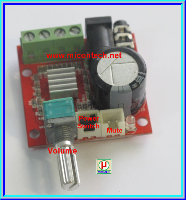 1x วงจรขยายเสียงสเตอริโอ PAM8610 มีวอลลุ่ม คลาส D 10W+10W (Power Amplifier)