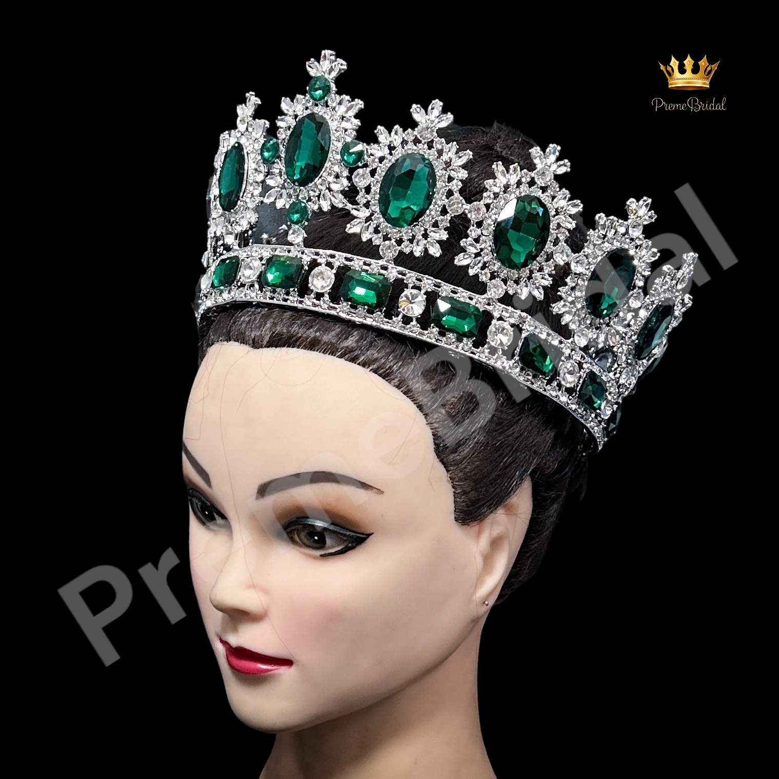 (พร้อมส่ง) มงกุฏผู้ชาย 027 สีเขียว มงกุฎผู้ชาย มงกุฎพระราชา มงกุฎประกวด