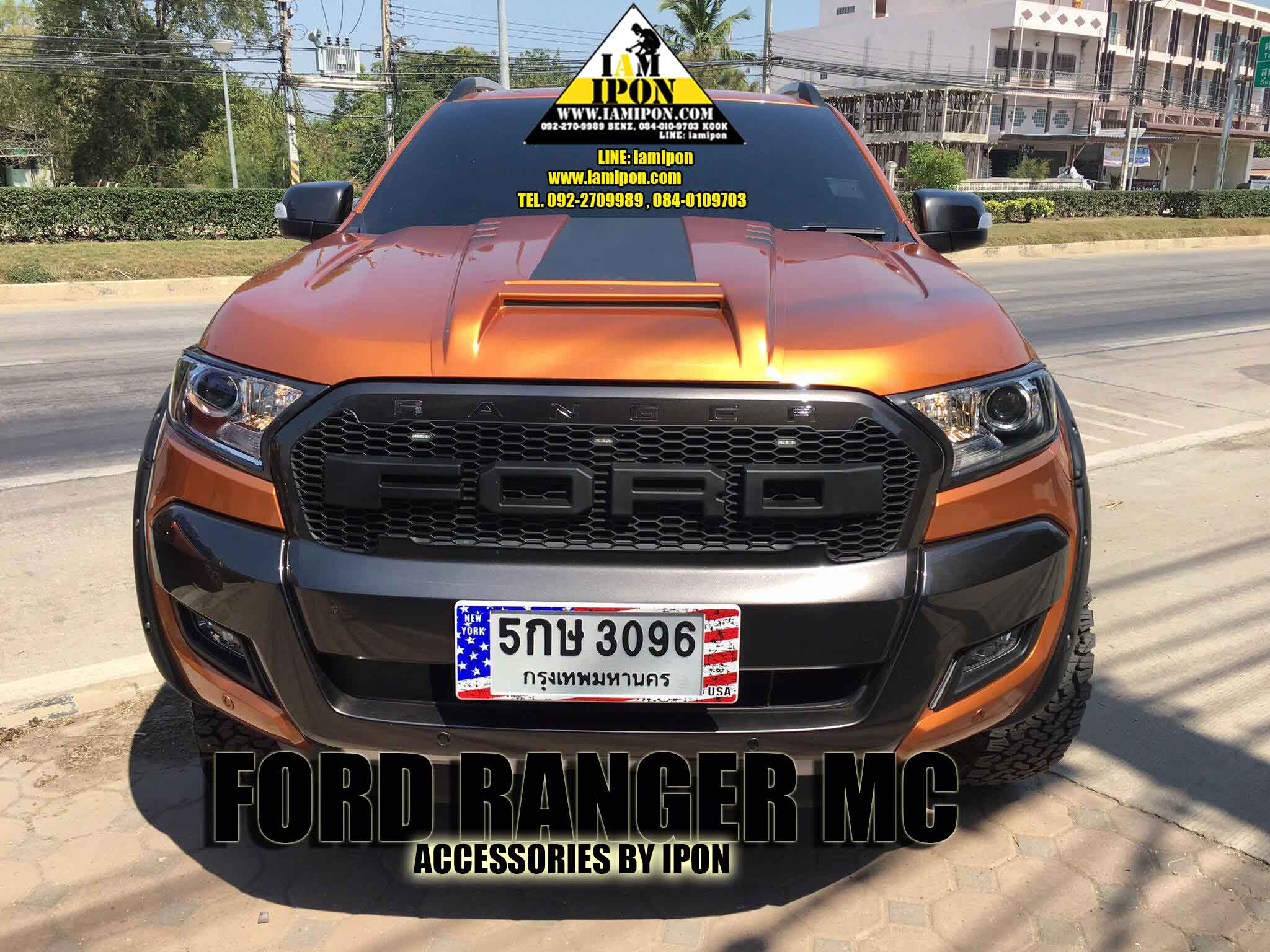 SCOOP BONNET FULL FORD RANGER MC 2015 ORANGE&ิBLACK สกู๊ปหลอกสีส้มคาดดำแบบเต็มฟอร์ดเอ็มซี 2015