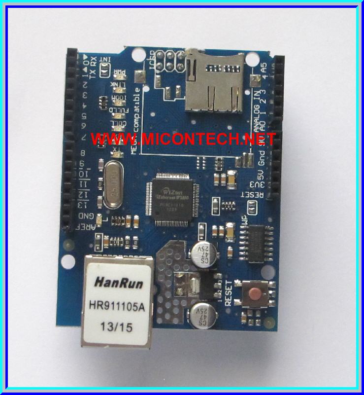 1x แผงวงจรชีลด์อีเทอเน็ต W5100 Ethernet Shield Module For Arduino