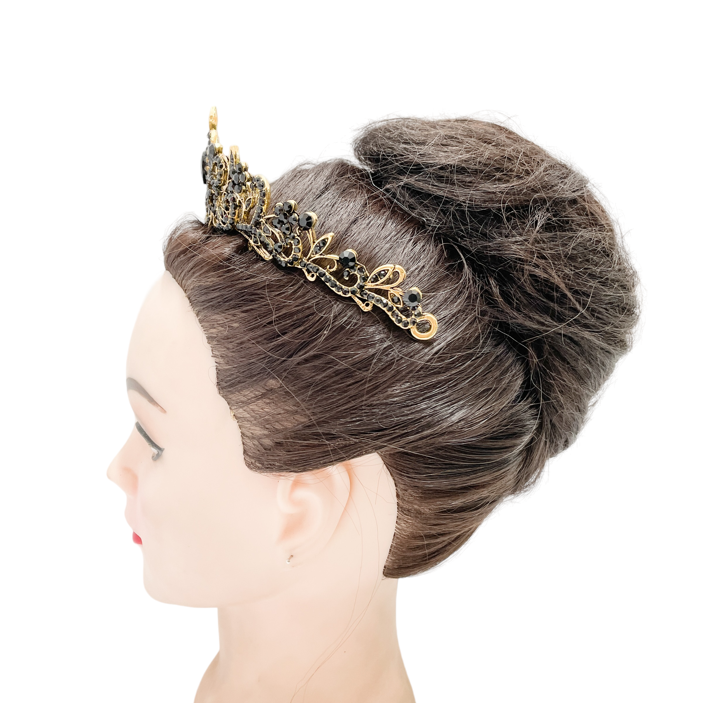 (พร้อมส่ง) เทียร่า 050 สีดำ มงกุฎนางงาม มงกุฎเจ้าหญิง งานสวย ปราณีต QCเพชรทุกเม็ด สินค้าพร้อมส่งจากไทย