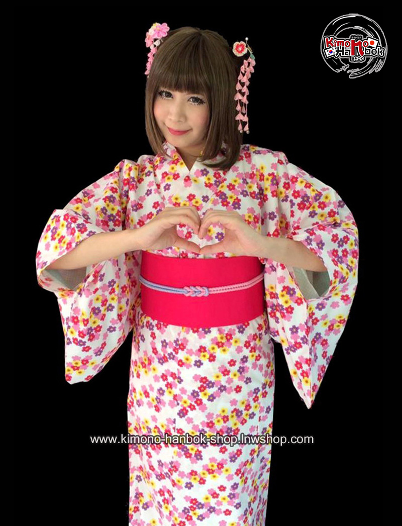 set.ยูกาตะ สีขาวลายซากุระ