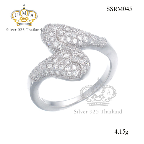 แหวนเงินแท้925เพรชประดับเพรชแท้สวิส เกรดดี น้ำใส