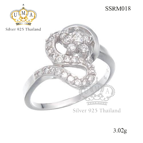 แหวนเงินแท้925เพรชประดับเพรชแท้สวิส เกรดดี น้ำใส