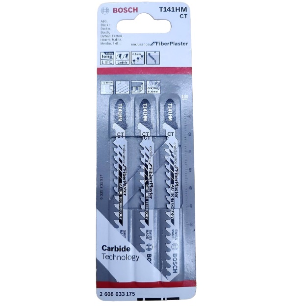 2608633175 BOSCH T141HM ใบเลื่อยจิ๊กซอว์ตัดไฟเบอร์ซีเมนต์ specail for fiber and Plaster(3 pcs.)