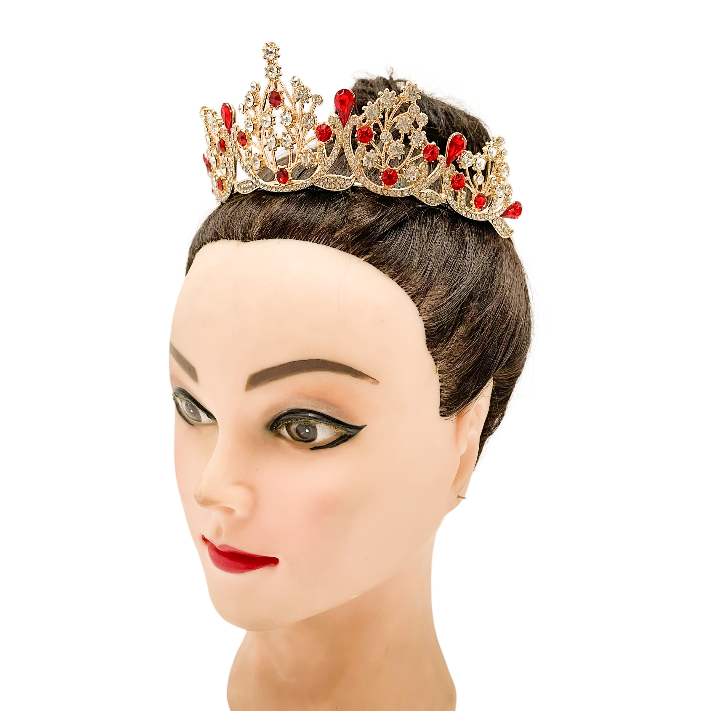 (พร้อมส่ง) เทียร่า 253 สีแดง ตัวเรือนสีทอง มงกุฎนางงาม มงกุฎเจ้าหญิง งานสวย ปราณีต QCเพชรทุกเม็ด สินค้าพร้อมส่งจากไทย