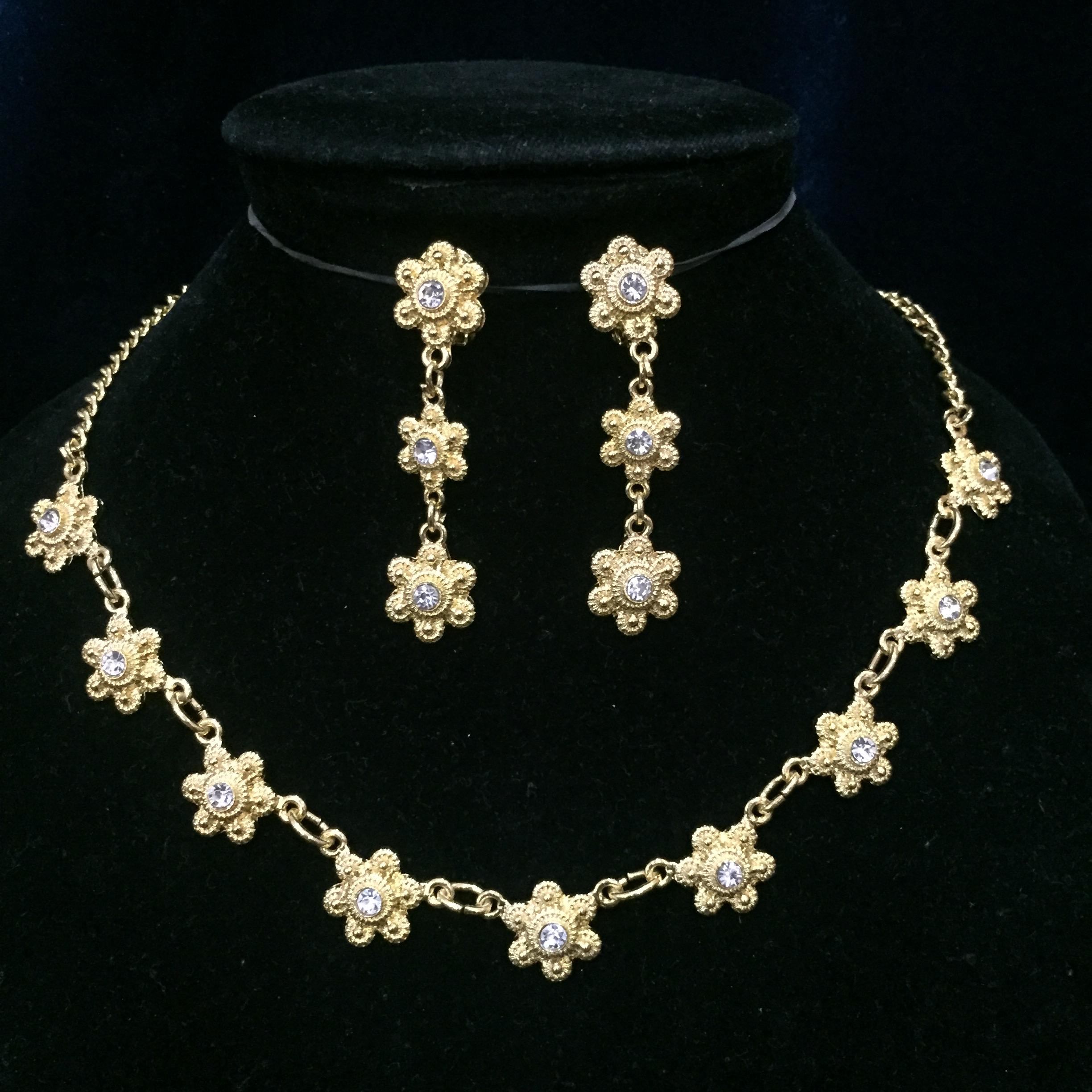 (พร้อมส่ง) เครื่องประดับไทยสร้อยคอ+ต่างหู 039 เครื่องประดับไทยงานละเอียด สีทอง สวยงาม