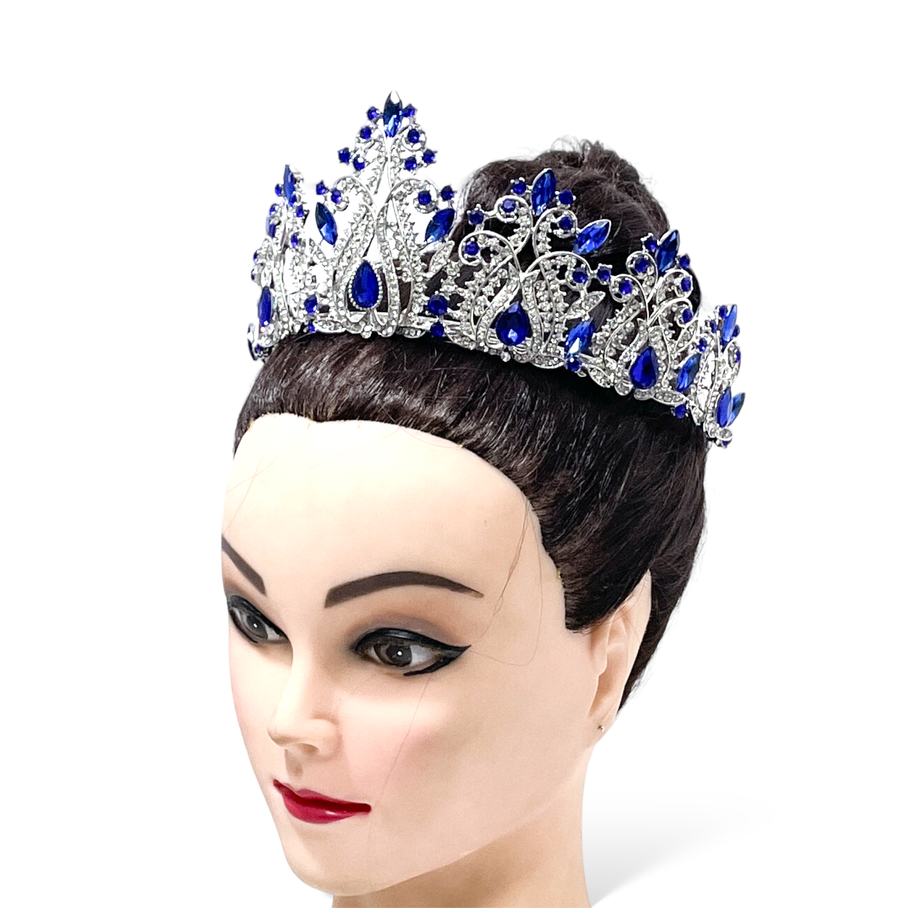 (พร้อมส่งจากไทย) มงกุฏ 118 สีน้ำเงิน งานสวย งานนางงาม รุ่นฐานกลม ปรับขนาดได้ ส่งด่วน ส่งจากไทย